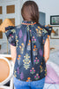 Garden Reverie Botanical Top-Black