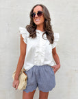 Blissful Wind Button Down Top-White