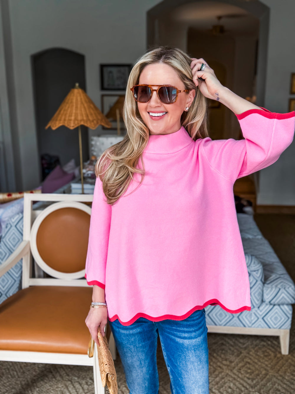 Go With the Flow Knit Top-Bubblegum Pink/Coral