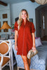 Dynamic Details Jacquard Mini Dress-Rust