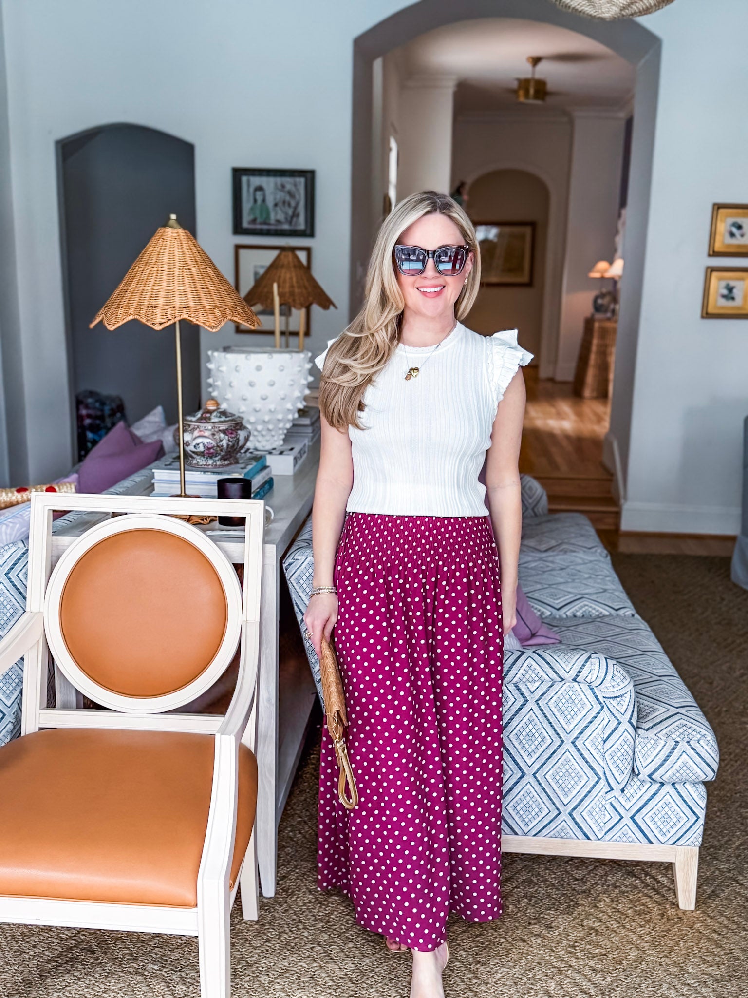 Paris Charm Ruffled Knit Top-White