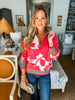 Cozy Florals Zip Pullover- Olive Coral