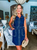 Bonjour Babe Collar Dress-Navy