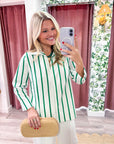 Everly Stripe Top-Green
