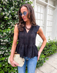 Lady Luck Embroidered Peplum Top