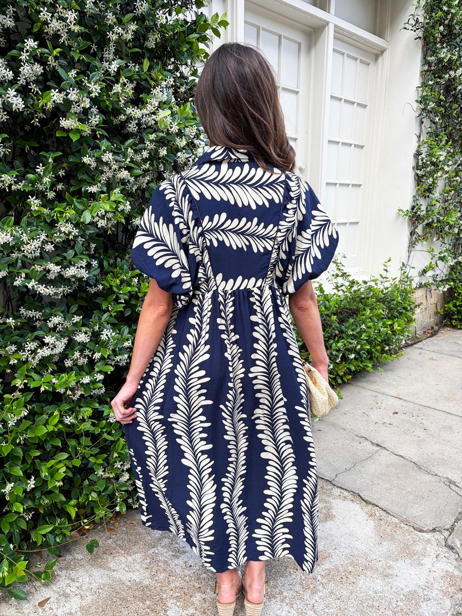 Sunkissed Glow Midi Dress- Navy/Cream