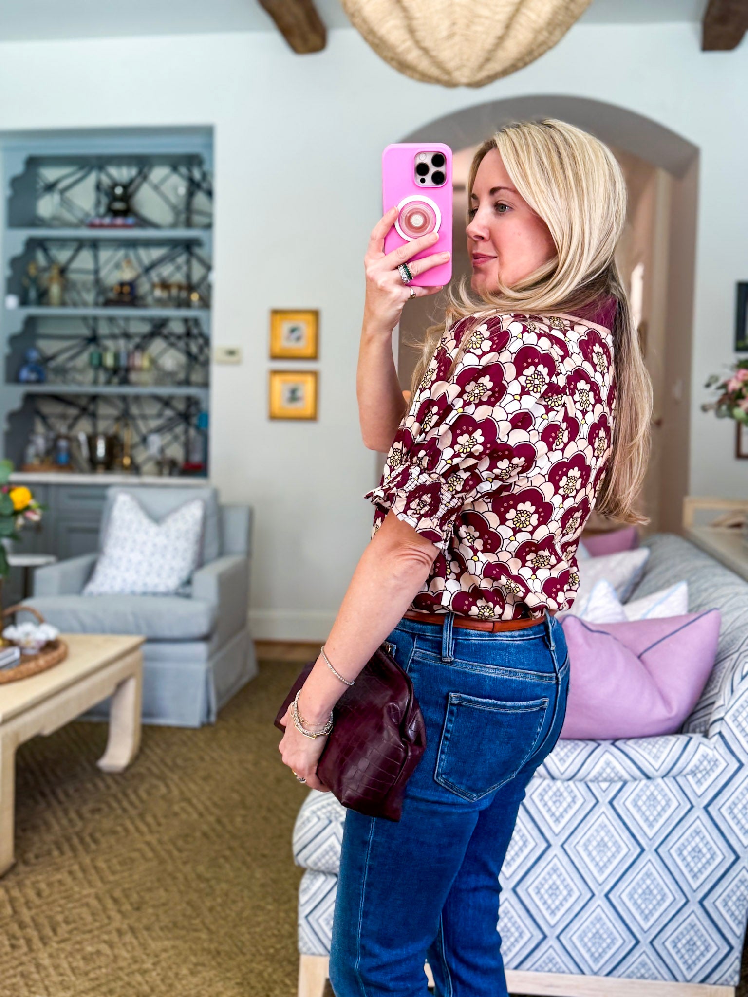 Hopeful Dreamer Floral Top-Wine