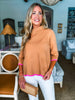 Go With the Flow Knit Top-Camel/Pink