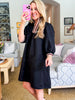 Out and About Jacquard Dress-Black