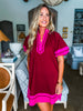 Mykonos Meetup Mini Dress-Burgundy
