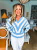 Double Down Striped Sweater- Ivory Sky