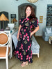Simply Lovely Floral Midi Dress-Black