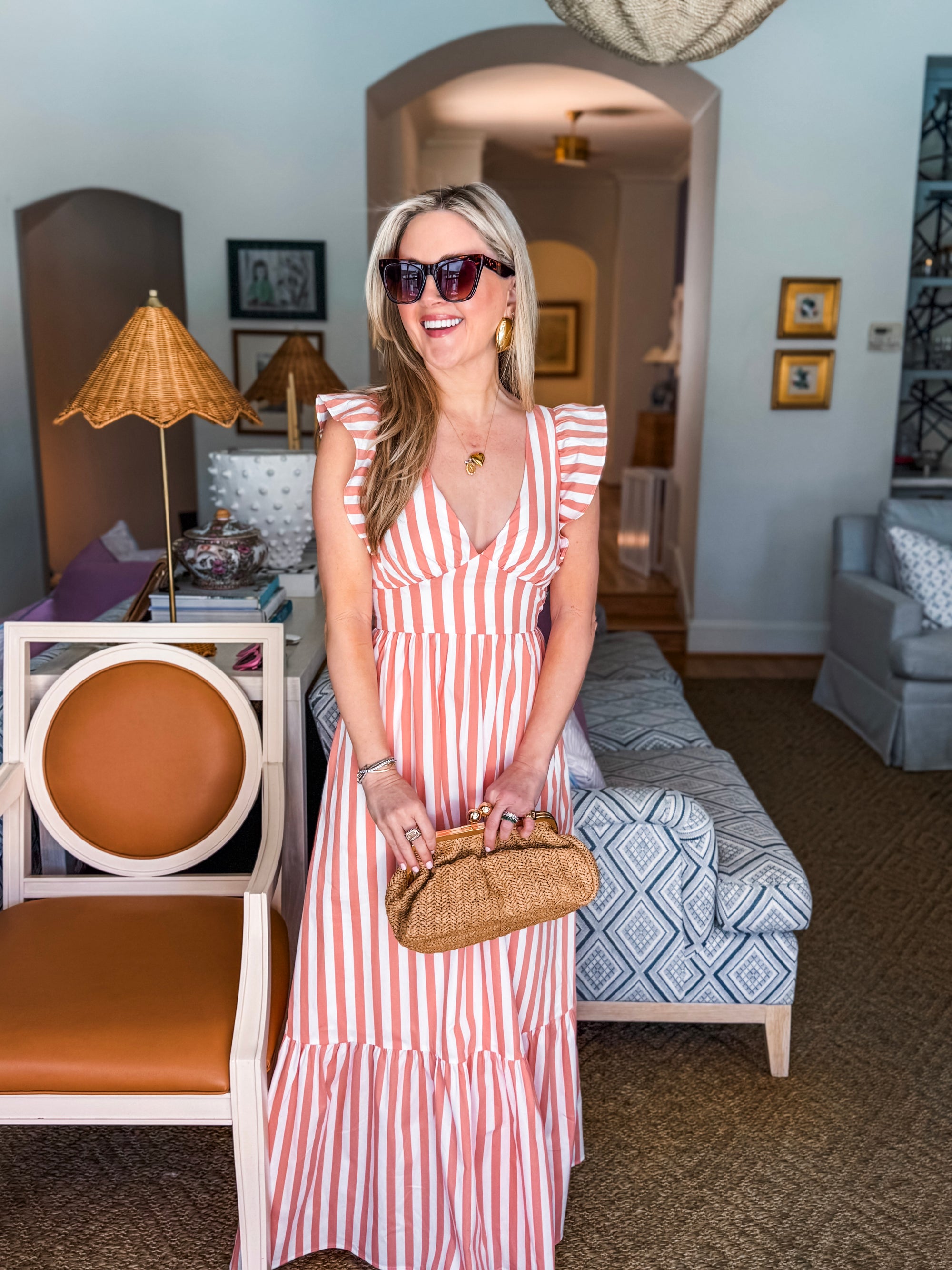 Coral Crush Tie Back Maxi Dress