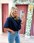 Genevieve Bubble Top-Navy