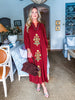 Sunflower Fields Embroidered Maxi Dress-Chestnut