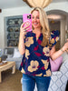 Renaissance Love Jacquard Top-Navy/Mustard