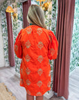 Chalton Street Embroidered Mini Dress-Orange