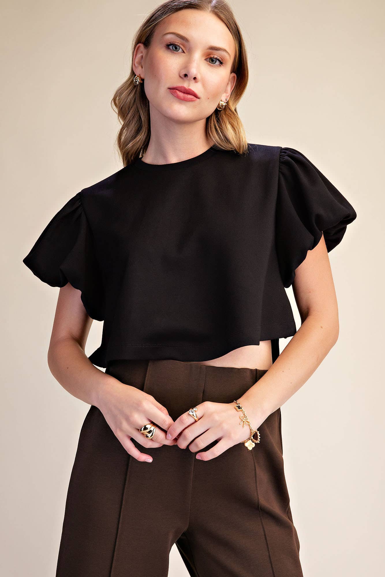Maple Lane Knit Top- Black