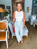Striped Wide Leg Cropped Pants