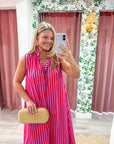 Nantucket Stripe Maxi Dress-Pink