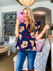 Renaissance Love Jacquard Top-Navy/Mustard