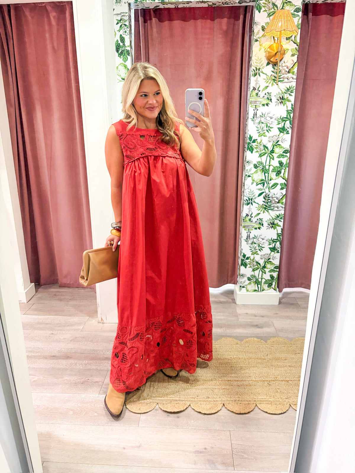 Desert Breeze Lace Maxi Dress-Rodeo Red