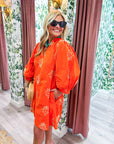 Chalton Street Embroidered Mini Dress-Orange