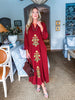 Sunflower Fields Embroidered Maxi Dress-Chestnut