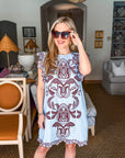 Secret Island Embroidered Dress- Light Blue