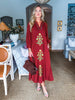 Sunflower Fields Embroidered Maxi Dress-Chestnut