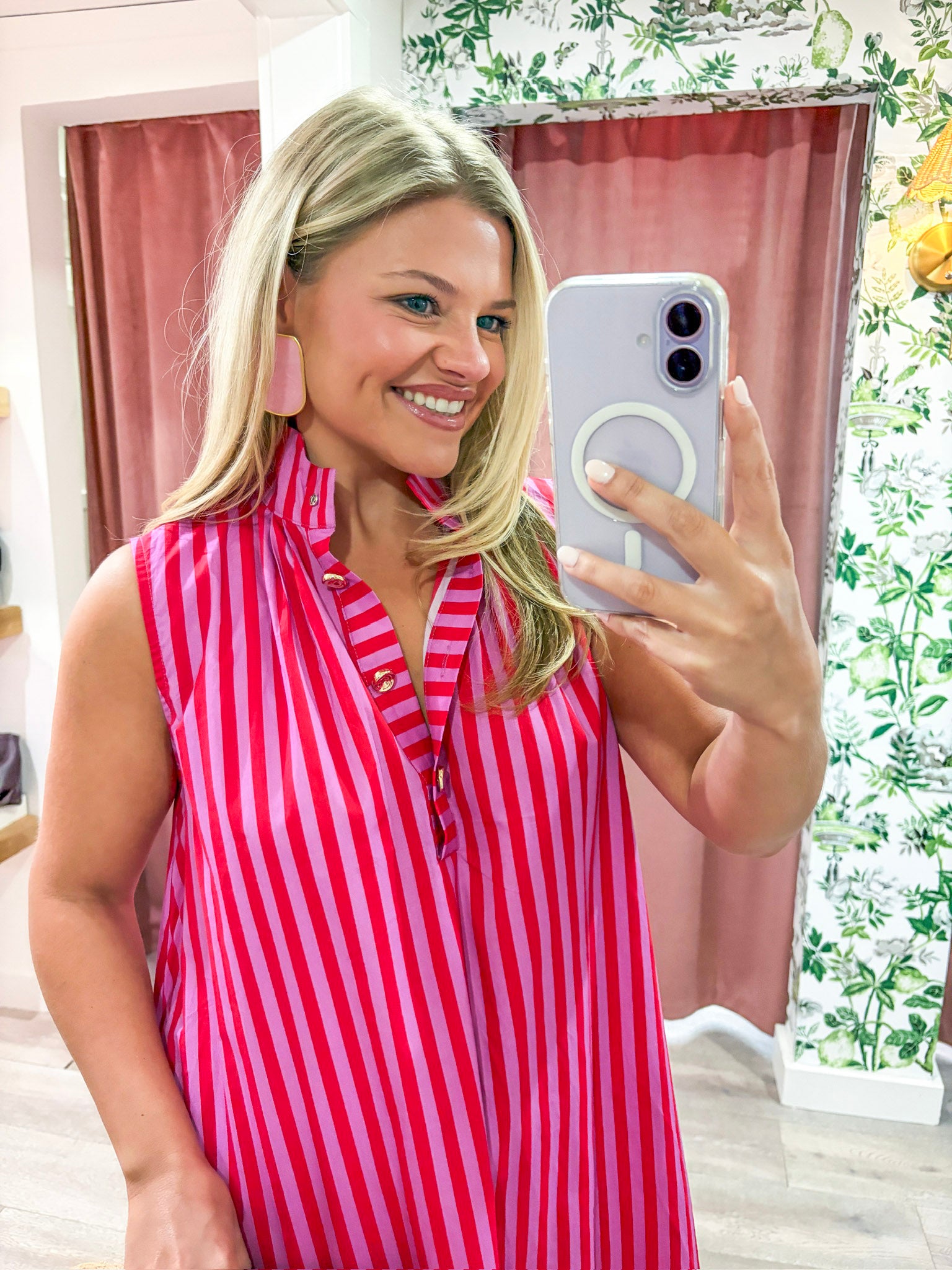 Nantucket Stripe Maxi Dress-Pink