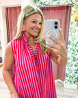 Nantucket Stripe Maxi Dress-Pink