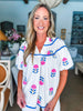 Meadow Bloom Embroidered Top-Off White