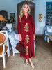 Sunflower Fields Embroidered Maxi Dress-Chestnut
