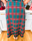 Favorite Time Plaid Midi Skirt-Green