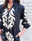 Isla Floral Baroque Dress-Black