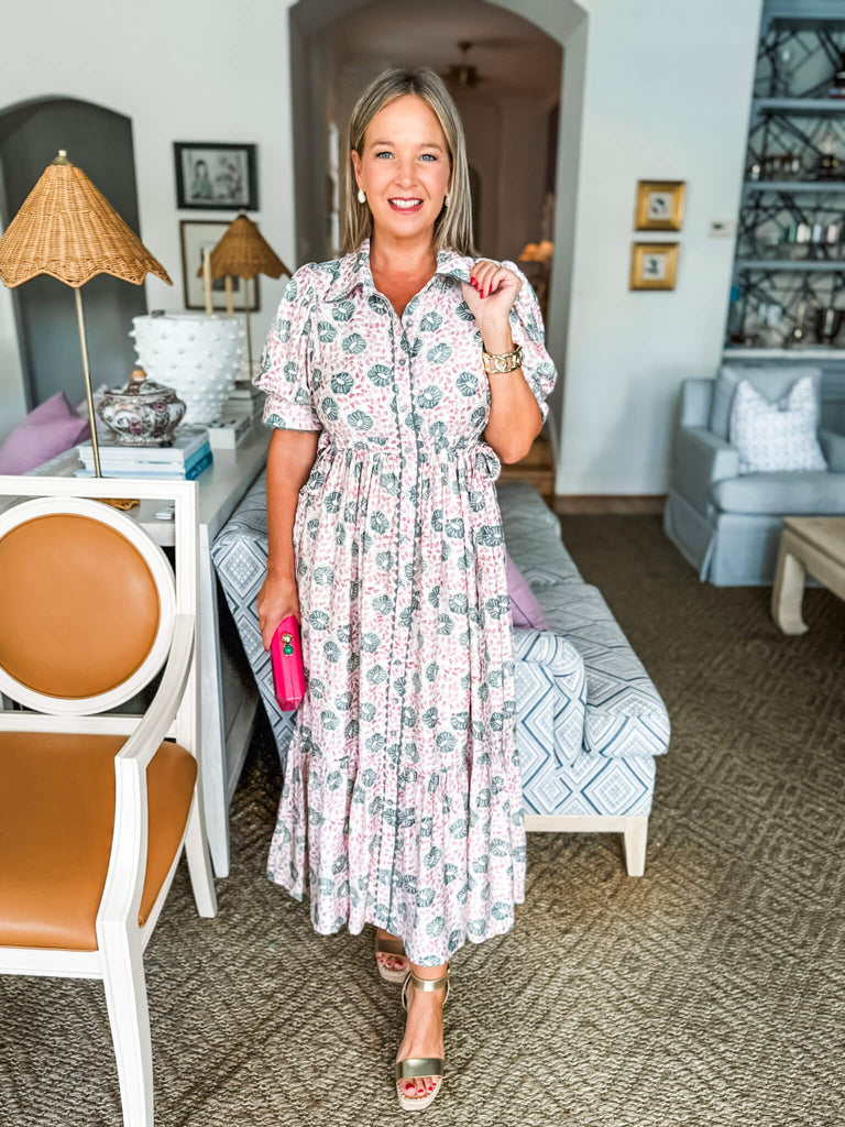 Vineyard Bound Floral Midi Dress-Artichoke