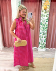 Nantucket Stripe Maxi Dress-Pink