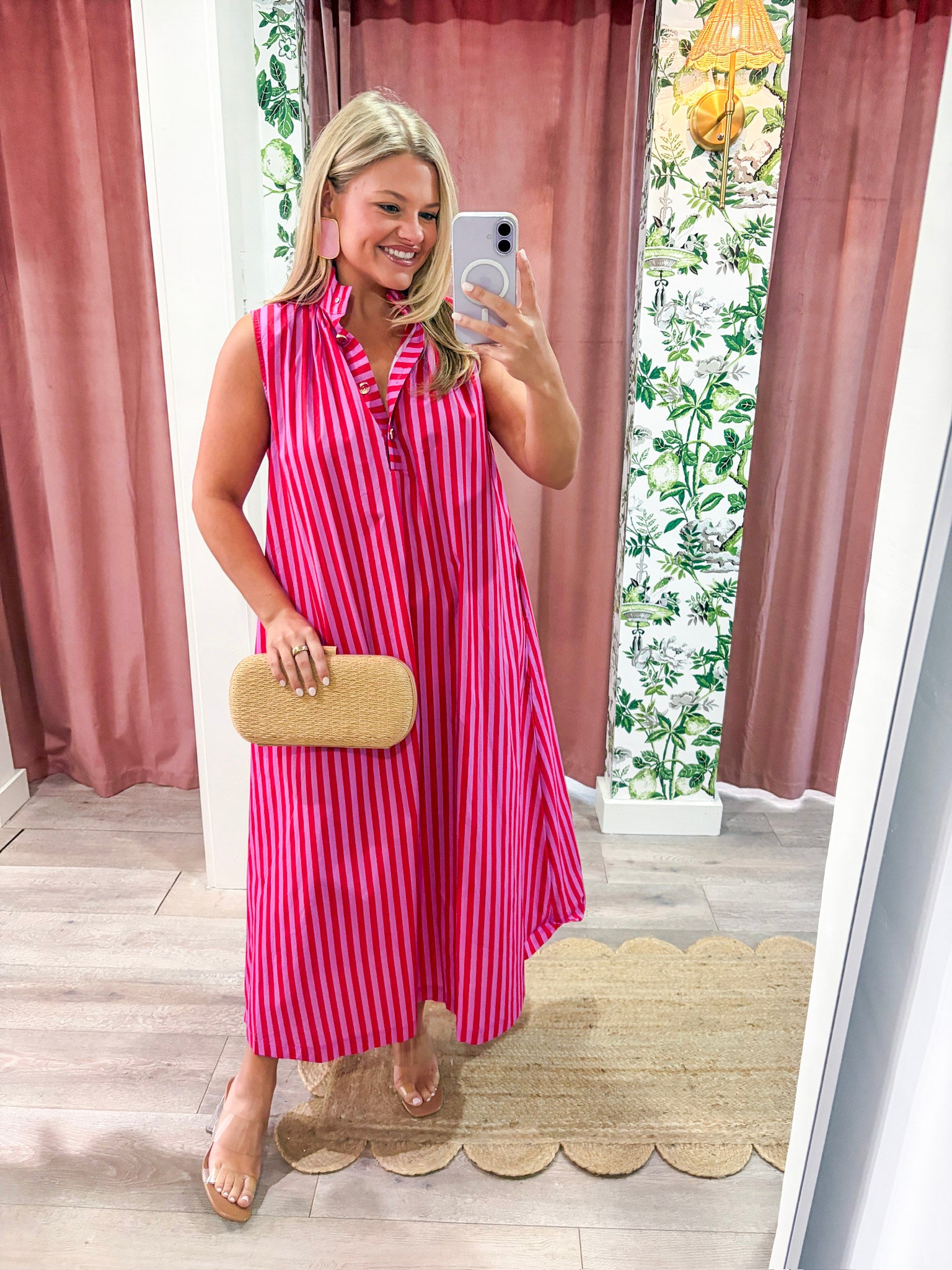 Nantucket Stripe Maxi Dress-Pink