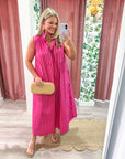 Nantucket Stripe Maxi Dress-Pink