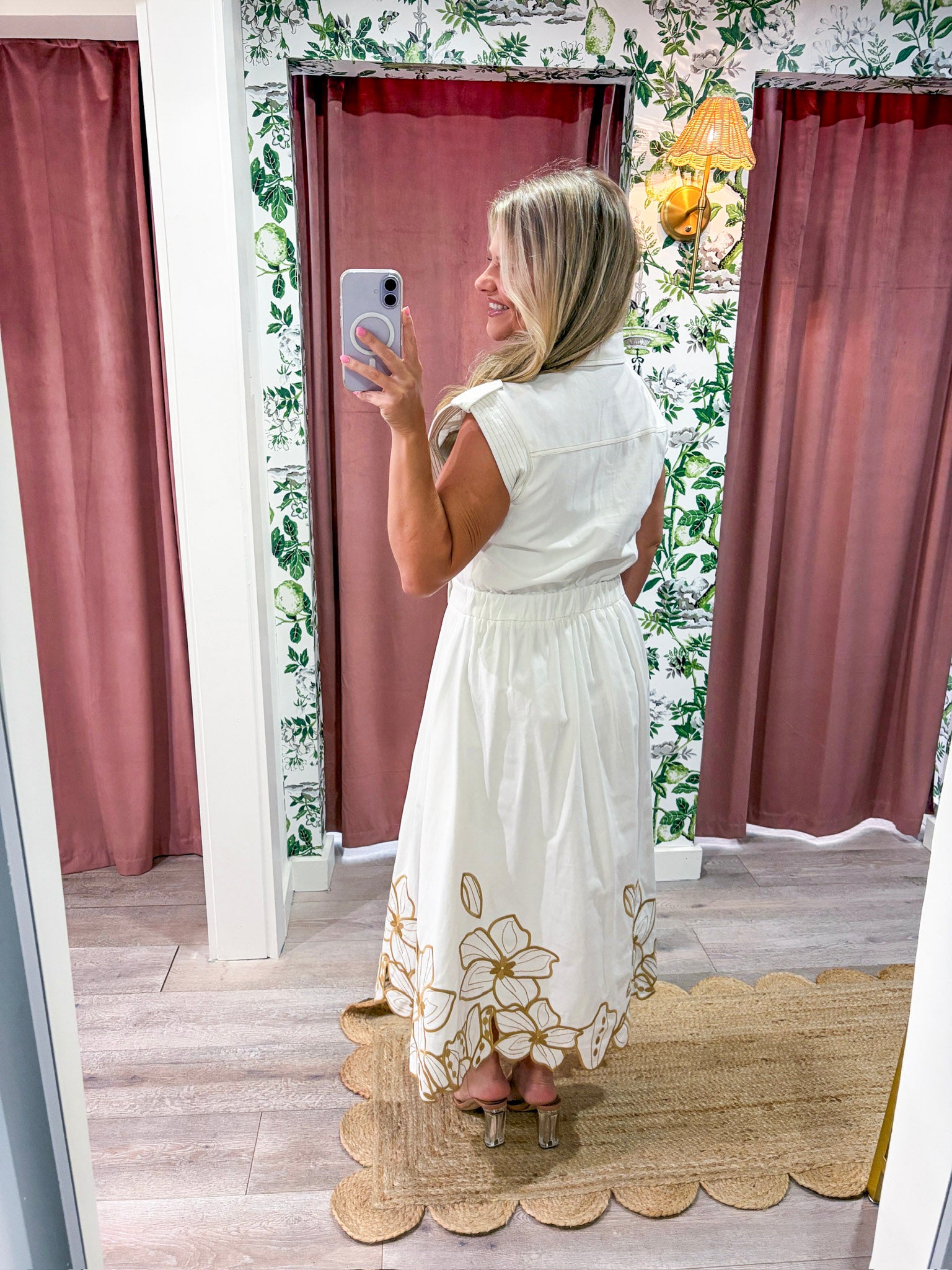 Garden Cutwork Embroidered Midi Dress-Off White