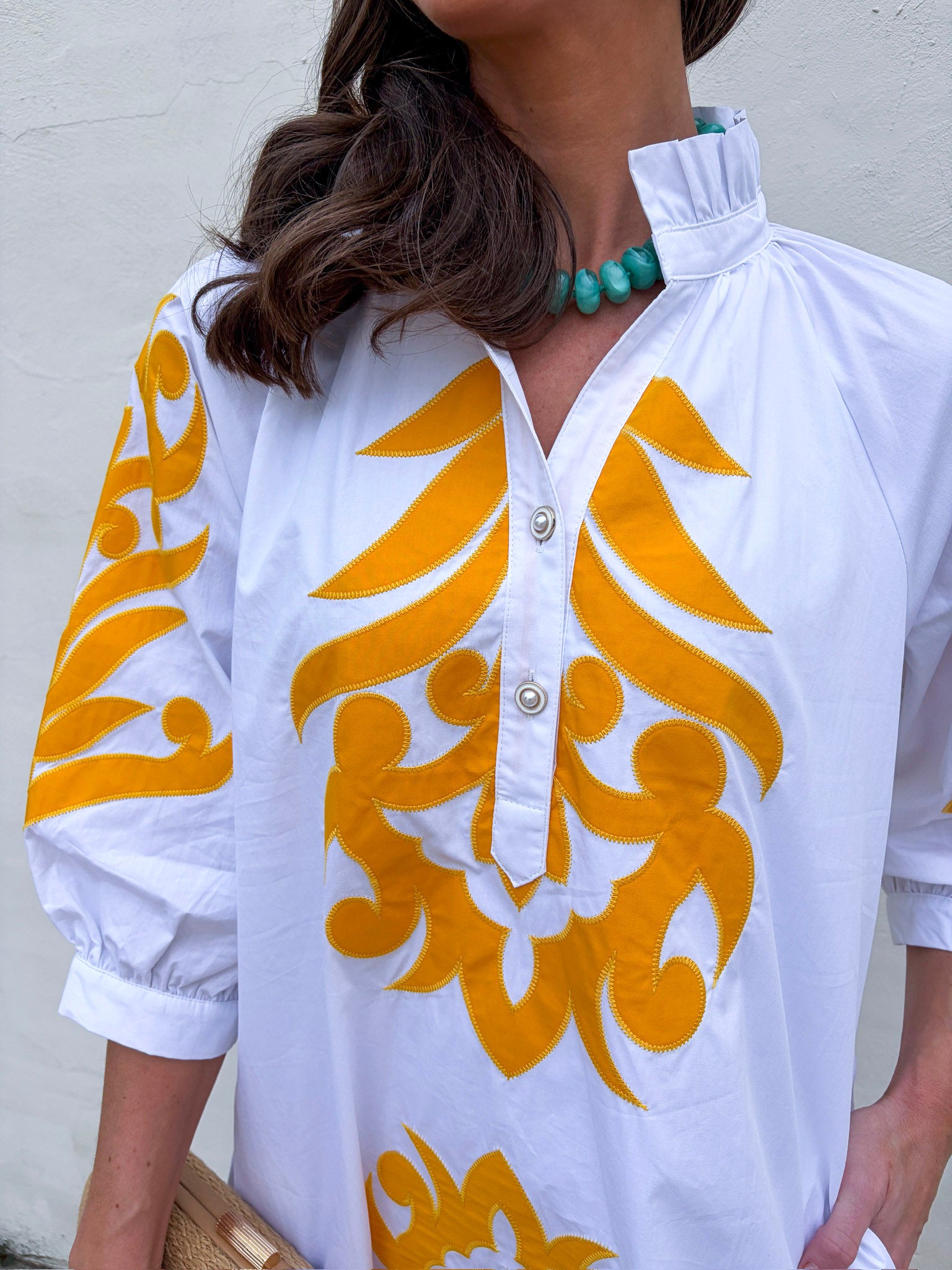 Isla Floral Baroque Dress-Sunflower/Off White