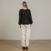 Feeling Light Ruffle Trim Top-Black