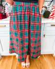 Favorite Time Plaid Midi Skirt-Green