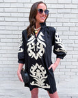 Isla Floral Baroque Dress-Black