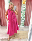 Nantucket Stripe Maxi Dress-Pink