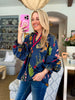 Bistro Charm Floral Top-Midnight