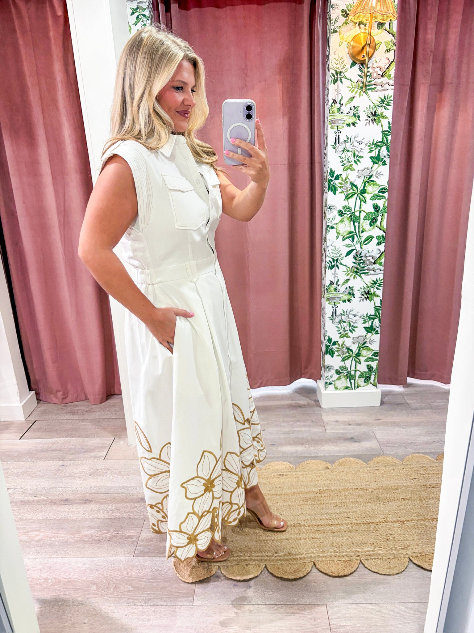 Garden Cutwork Embroidered Midi Dress-Off White
