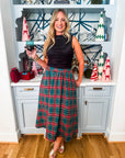Favorite Time Plaid Midi Skirt-Green