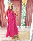 Nantucket Stripe Maxi Dress-Pink